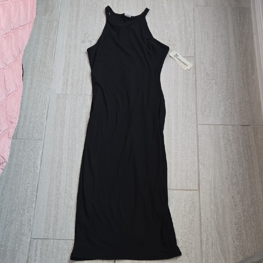No Boundaries Black Ribbed Maxi Dress